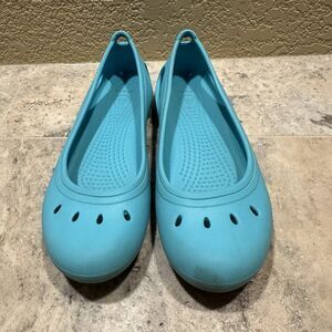 crocs kadee ballet flats shoes Big Kids J3 Teal Blue Slip Ons